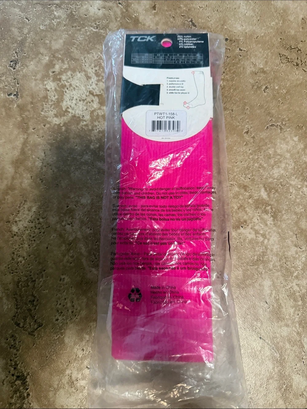 TC Bright Pink and White Athletic Socks